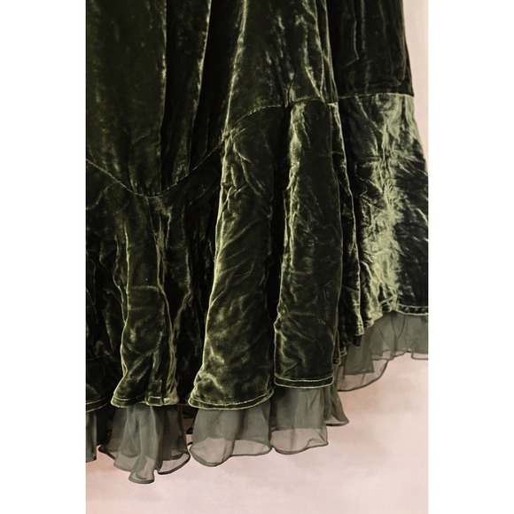 Lauren Ralph Lauren Green Velvet Skirt Silk Blend Romantic Cottagecore Sz 12 Y2K - Picture 4 of 7